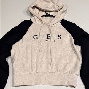 Guess Beige and Black Logo Hoodie
